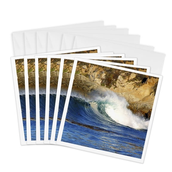 3drose, Big Sur Waves, 6 Greeting Cards with Envelopes