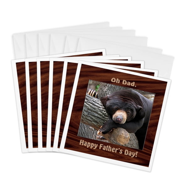 3drose, Black Bear, Oh Dad Happy Fathers Day, 6 Greeting Cards with Envelopes