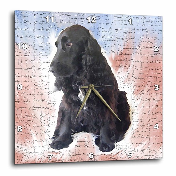 3drose, Black Cocker Spaniel, 15x15 Wall Clock