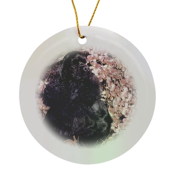 3drose, Black Cocker Spaniel, Circle Porcelain Ornament