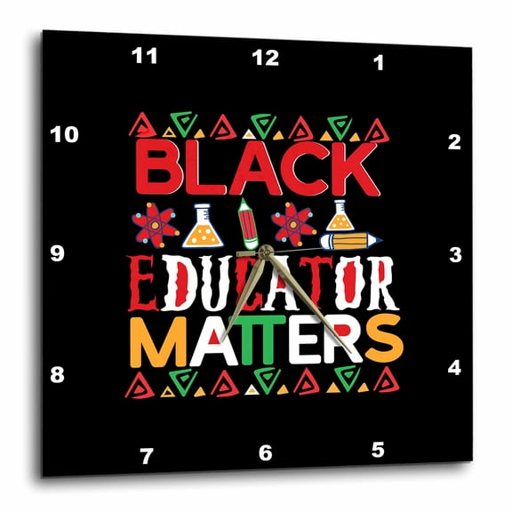3drose, Black Educator Matters. Black History Month Typography Artsy Gift, 15x15 Wall Clock