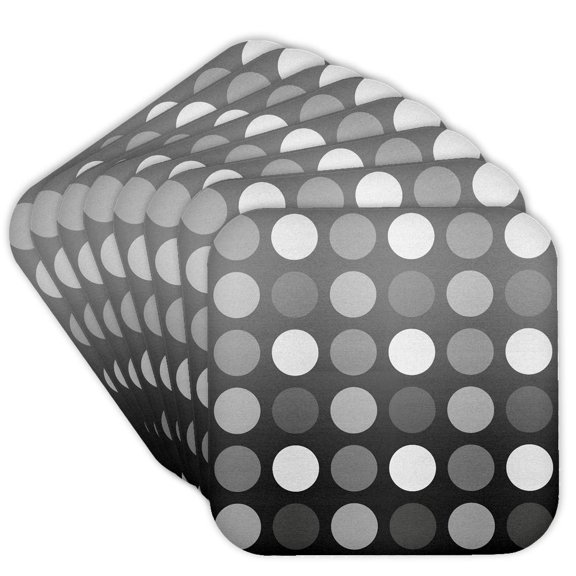 3drose, Black, Gray and White Big Dots - Whimsical Fun Art, Set of 8 Coasters - Cork