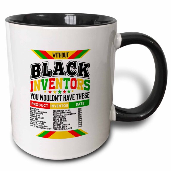 3drose, Black Inventors Inventions. Black History Month Inspiring Gift, Art, 11oz Two-tone Black Mug