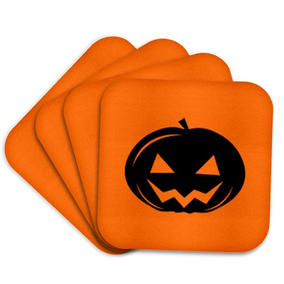 3drose, Black Pumpkin, Set of 4 Coasters - Soft