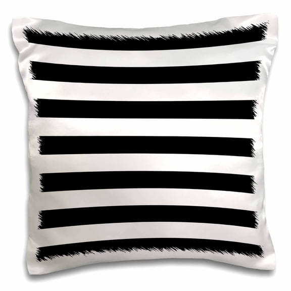 3drose, Black White Stripes Horizontal, 16x16 inch Pillow Case