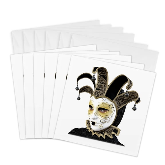 3drose, Black and Gold Mask Side View, 6 Greeting Cards with Envelopes