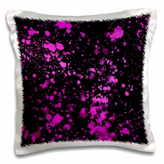 3drose, Black and Pink Image of Paint Splatter, 16x16 inch Pillow Case