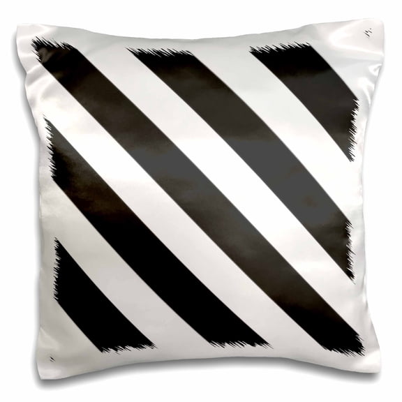3drose, Black and White Diagonal Stripes Pattern - Stripy Striped Stripey Monochrome - Bold Simple Modern, 16x16 inch Pillow Case