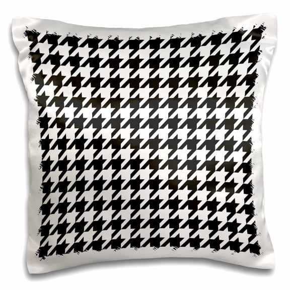 3drose, Black and White Houndstooth Pattern, 16x16 inch Pillow Case