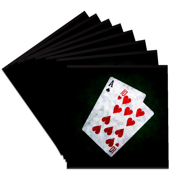 3drose, Blackjack Twenty One Combination - Ace and Ten, Set of 8 Ceramic Tile Coasters