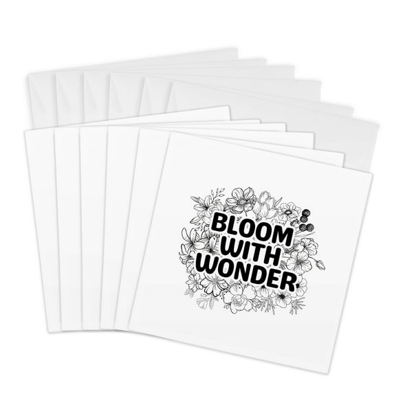 3drose, Bloom with Wonder Surrounded by Flowers, 6 Greeting Cards with Envelopes