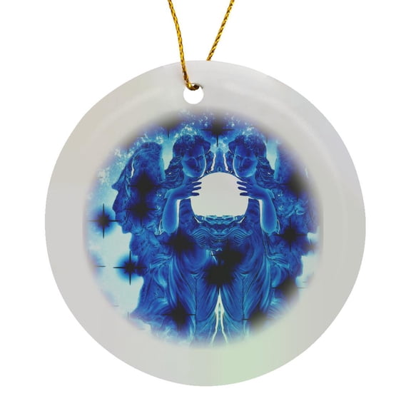3drose, Blue Angels Is a Photo of Angels with Added Special Effects., Circle Porcelain Ornament