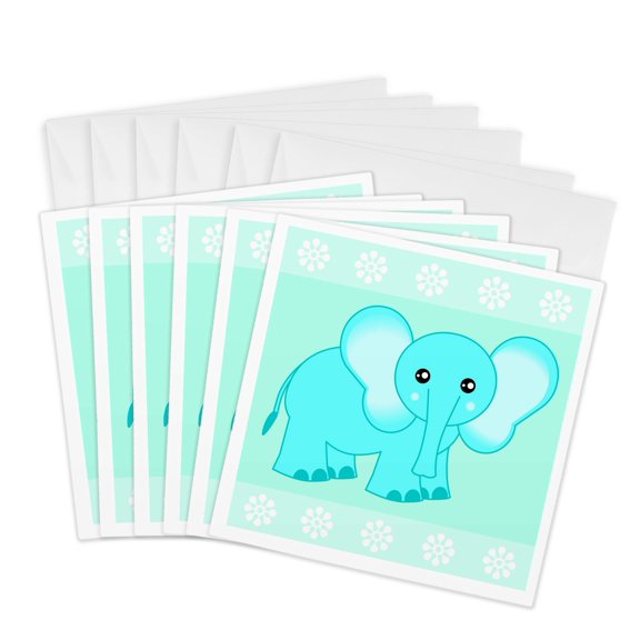 3drose, Blue Baby Elephant, 6 Greeting Cards with Envelopes
