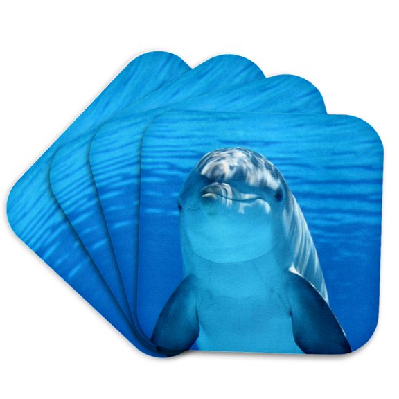 3drose, Blue Dolphin in the Sealife, Set of 4 Coasters - Soft
