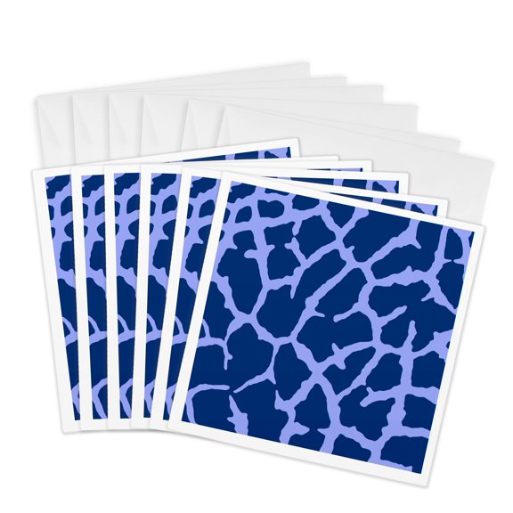 3drose, Blue Giraffe Pattern, 6 Greeting Cards with Envelopes