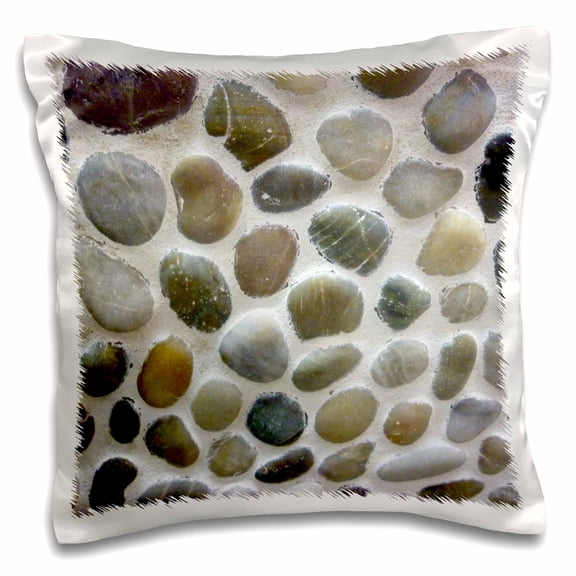 3drose, Blue Gray Black Stones, 16x16 inch Pillow Case