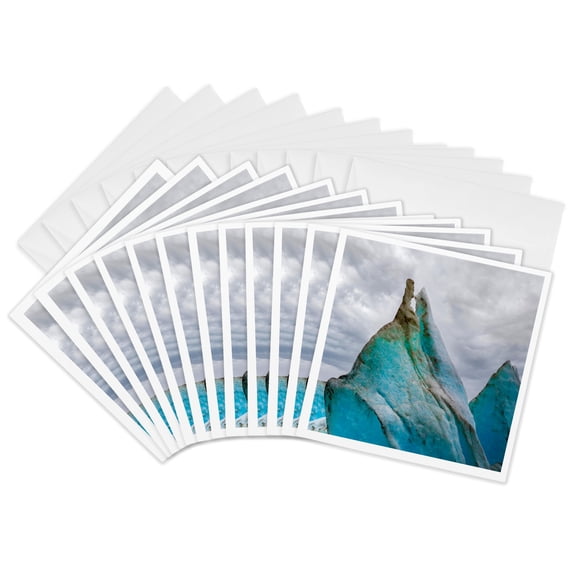 3drose, Blue Ice Characterizes Terminus of Margerie Glacier, Alaska., 12 Greeting Cards with Envelopes
