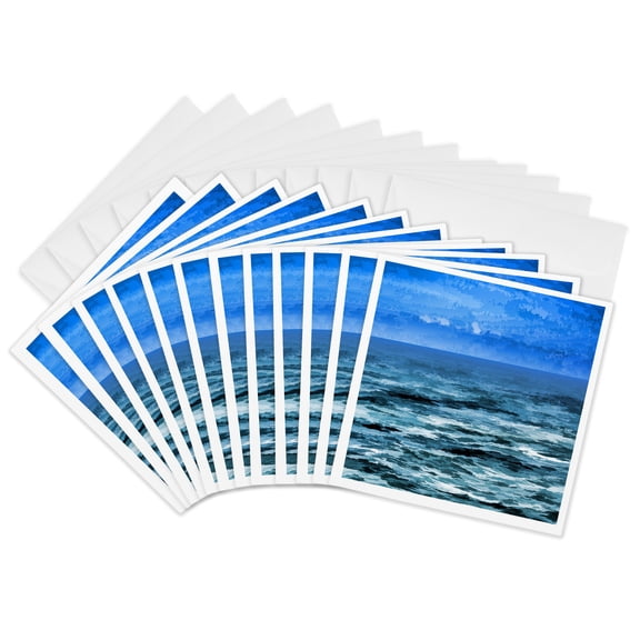 3drose, Blue Ocean, 12 Greeting Cards with Envelopes