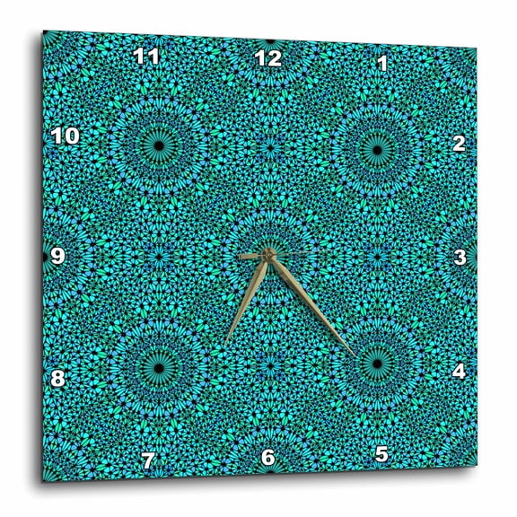 3drose, Blue Oriental Kaleidoscope Pattern Design - Abstract Vector Background, 15x15 Wall Clock