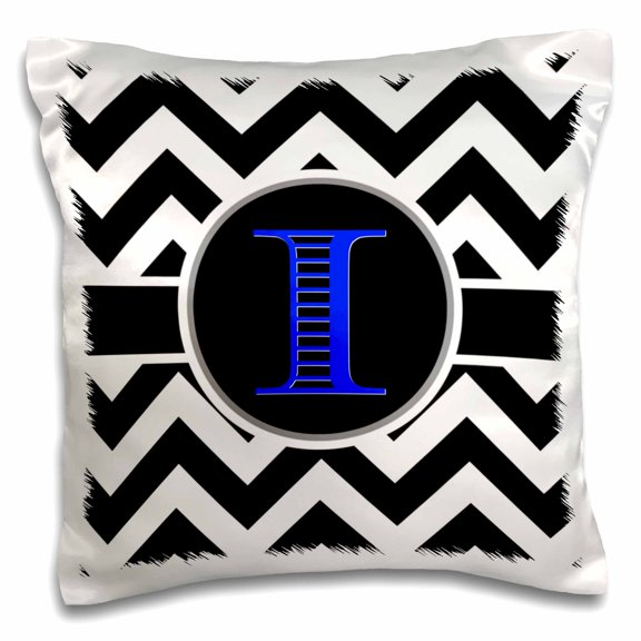 3drose, Blue Pattern Monogram Initial I, 16x16 inch Pillow Case