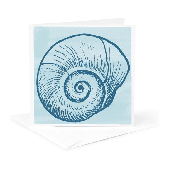 3drose, Blue Sea Shell, 1 Greeting Card with Envelope