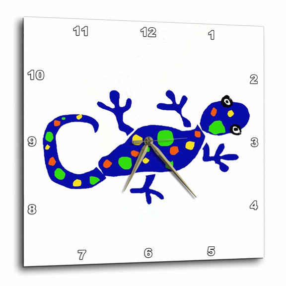 3drose, Blue Spotted Gecko Lizard Art, 10x10 Wall Clock