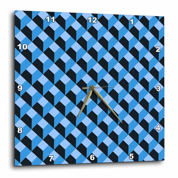 3drose, Blue Tones Art Deco Geometric Pattern, 13x13 Wall Clock