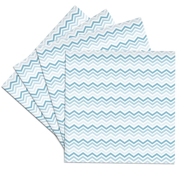 3drose, Blue and White Chevron Stripes Ombre, Set of 4 Ceramic Tile Coasters