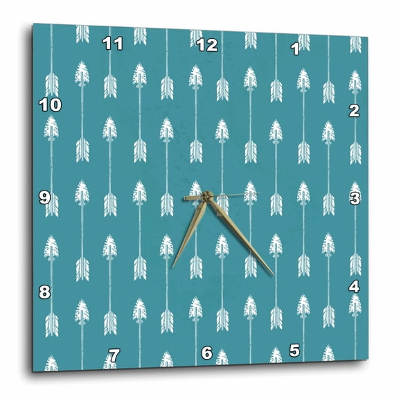 3drose, Blue and White Rustic Flint Arrowhead Pattern, 10x10 Wall Clock