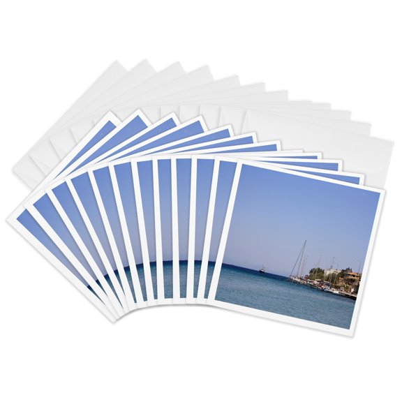 3drose, Boats at Datca, 12 Greeting Cards with Envelopes