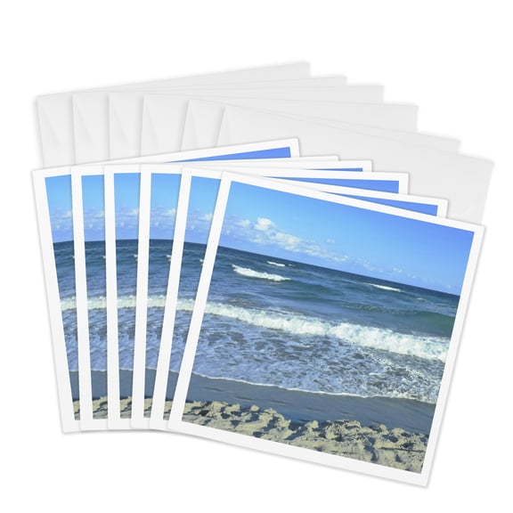3drose, Boca Beach Waves, 6 Greeting Cards with Envelopes