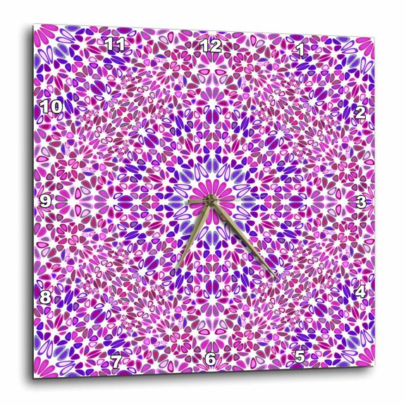 3drose, Bohemian Seamless Floral Mandala Ornament Pattern Background Art, 15x15 Wall Clock