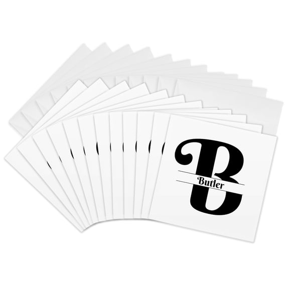 3drose, Bold Script Monogram B Butler, 12 Greeting Cards with Envelopes