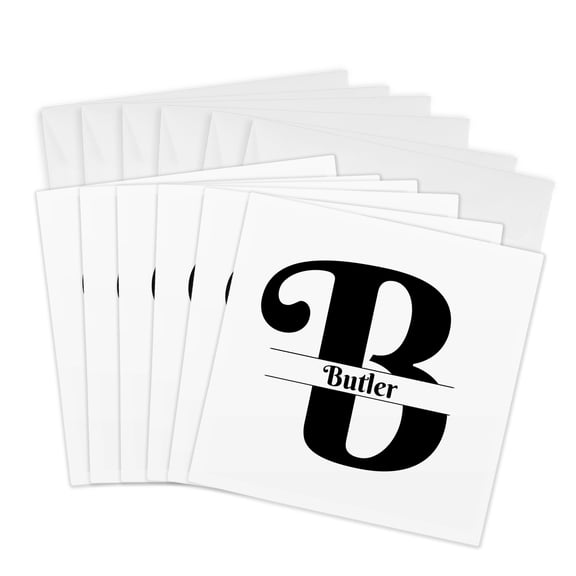 3drose, Bold Script Monogram B Butler, 6 Greeting Cards with Envelopes