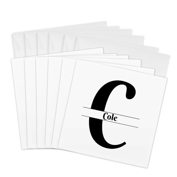 3drose, Bold Script Monogram C Cole, 6 Greeting Cards with Envelopes