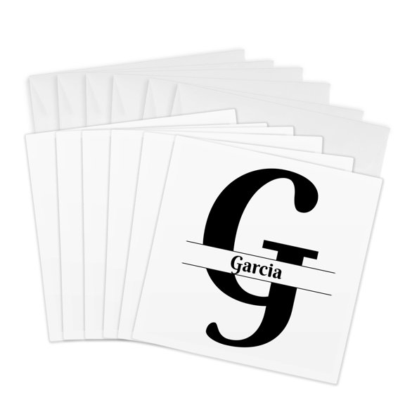 3drose, Bold Script Monogram G Garcia, 6 Greeting Cards with Envelopes