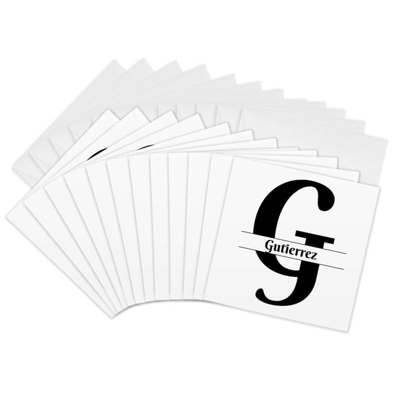 3drose, Bold Script Monogram G - Gutierrez, 12 Greeting Cards with Envelopes