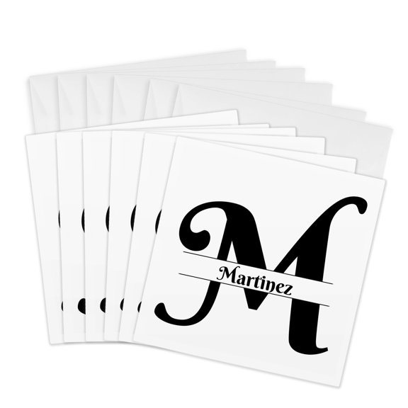 3drose, Bold Script Monogram M - Martinez, 6 Greeting Cards with Envelopes