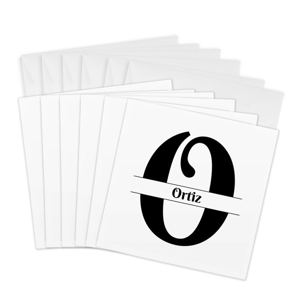 3drose, Bold Script Monogram O - Ortiz, 6 Greeting Cards with Envelopes