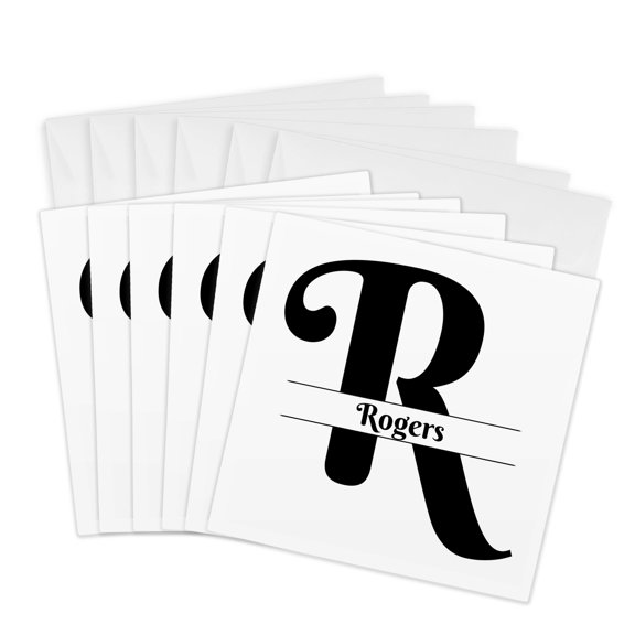 3drose, Bold Script Monogram R - Rogers, 6 Greeting Cards with Envelopes