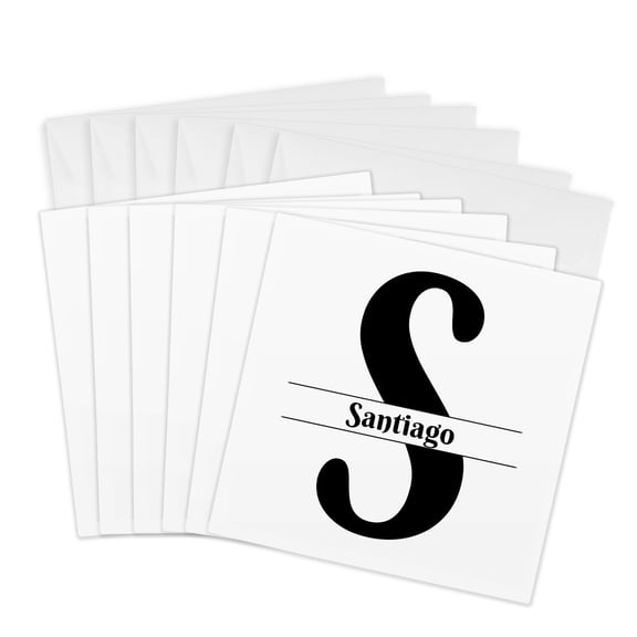 3drose, Bold Script Monogram S - Santiago, 6 Greeting Cards with Envelopes
