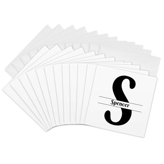 3drose, Bold Script Monogram S - Spencer, 12 Greeting Cards with Envelopes