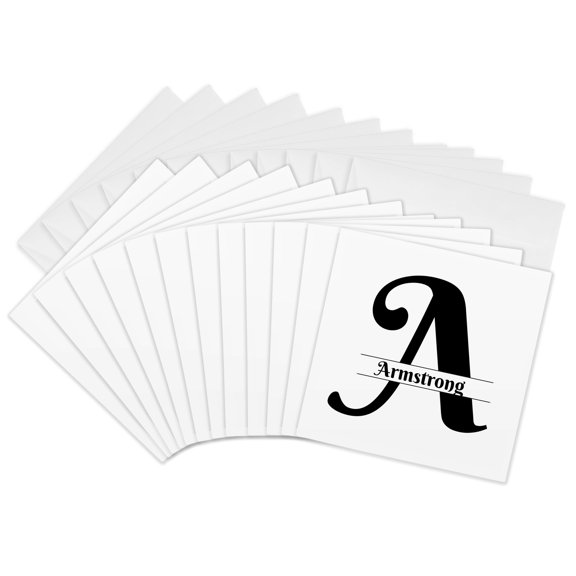 3drose, Bold Script Monogram a Armstrong, 12 Greeting Cards with Envelopes