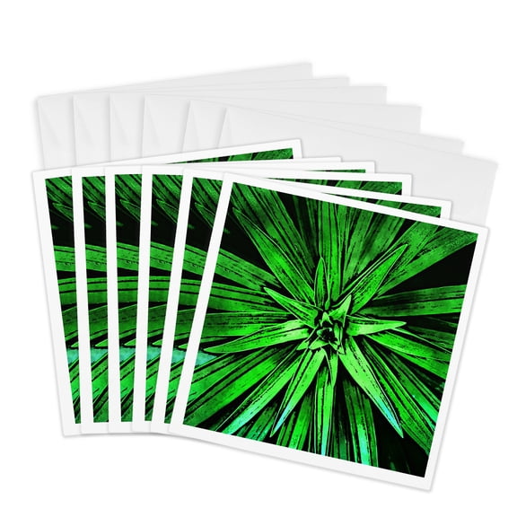 3drose, Botanical Succulent Green Plant, 6 Greeting Cards with Envelopes