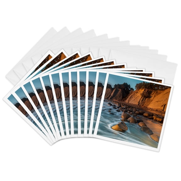 3drose, Bowling Ball Beach at Low Tide at Sunset, Mendocino Co., California, 12 Greeting Cards with Envelopes