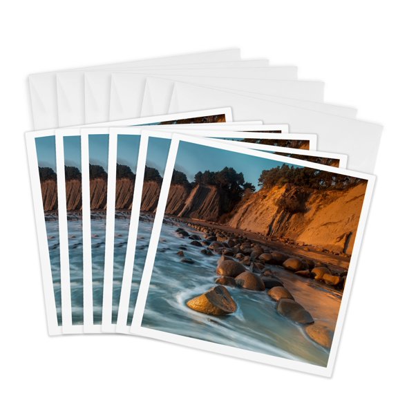 3drose, Bowling Ball Beach at Low Tide at Sunset, Mendocino Co., California, 6 Greeting Cards with Envelopes