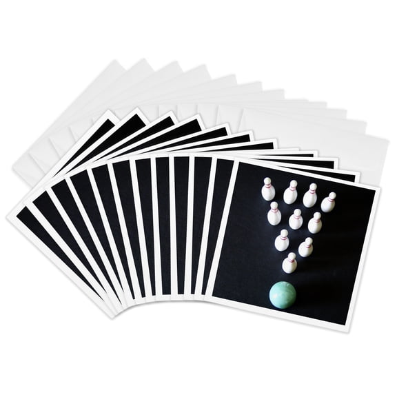 3drose, Bowling for Fun, 12 Greeting Cards with Envelopes