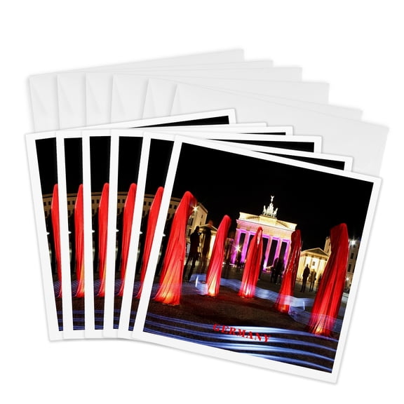 3drose, Brandenburg Gate Germany, 6 Greeting Cards with Envelopes