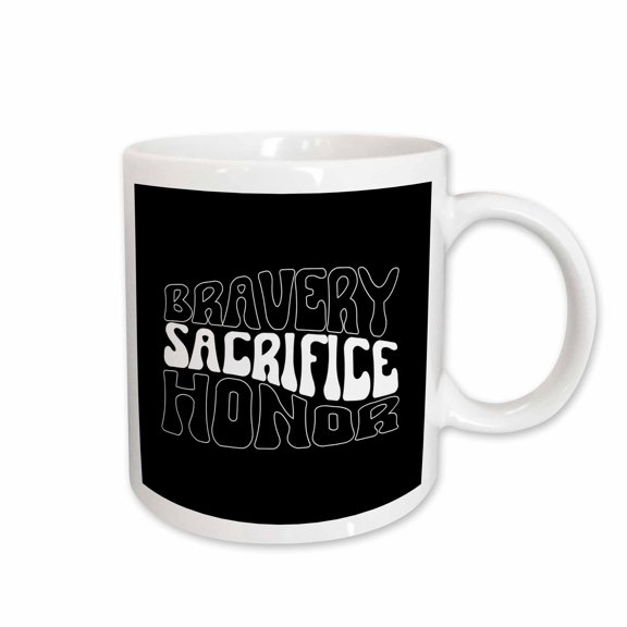 3drose, Bravery Sacrifice Honor Patriotic Typography, 15oz Mug