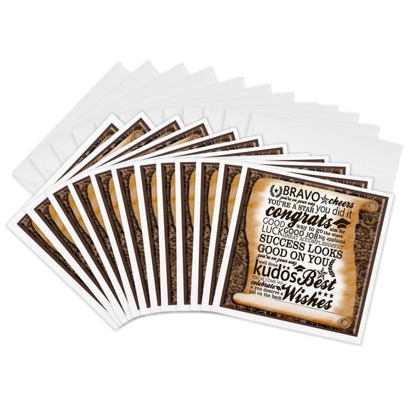 3drose, Bravo Cheer Congrats, 12 Greeting Cards with Envelopes